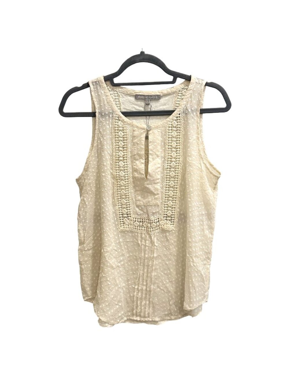 Daniel Rainn Women’s Ivory Silk Blend Swiss Dot Crochet Lace Tank Top Size S
